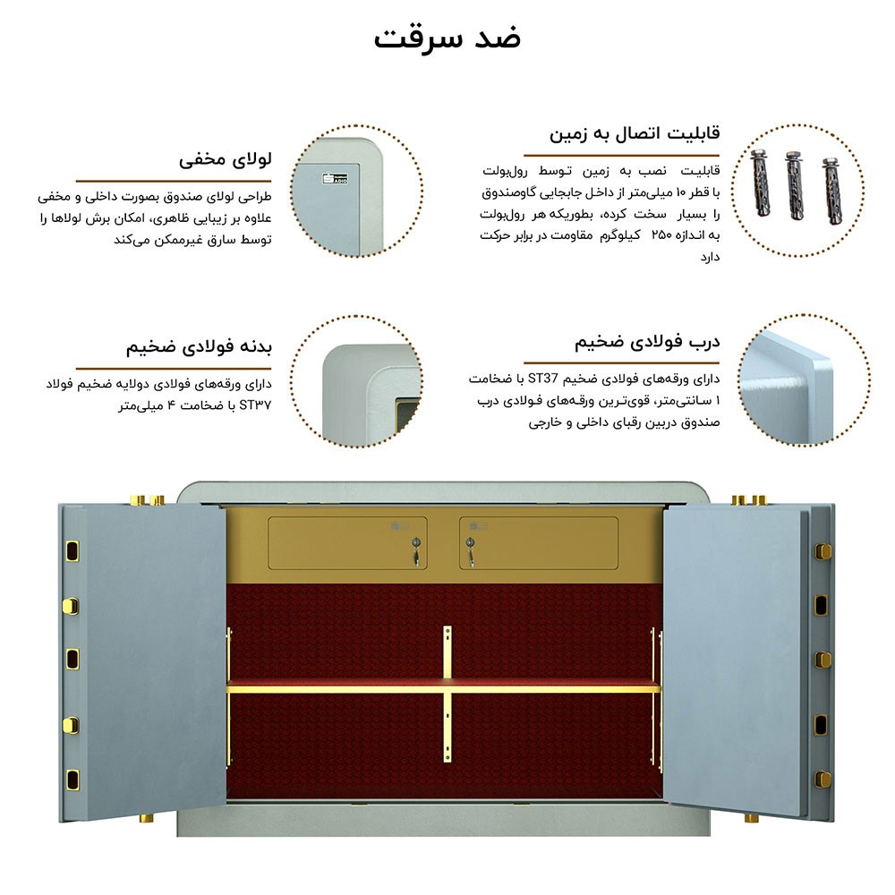 گاوصندوق زیر ویترینی 800V سدید