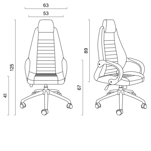 ابعاد و اندازه‌های صندلی مدیریتی طبی مدل آلدو MA830